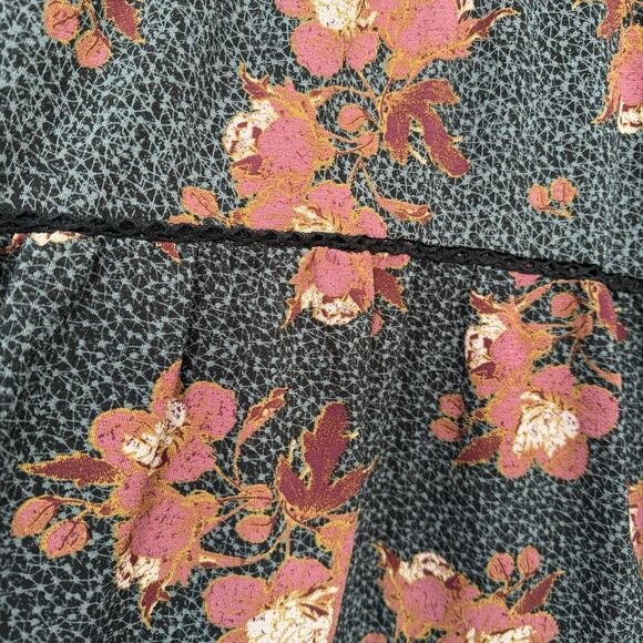 Knox Rose Floral Peasant Blouse Large Boho Tassel Tie Long Sleeve - Picture 3 of 9